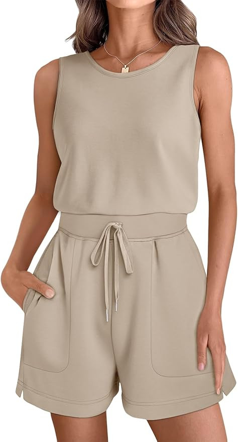 AUTOMET Womens Rompers Summer Casual Outfits 2024 Sleeveless Shorts Jumpsuits Clothing With Pocke... | Amazon (US)