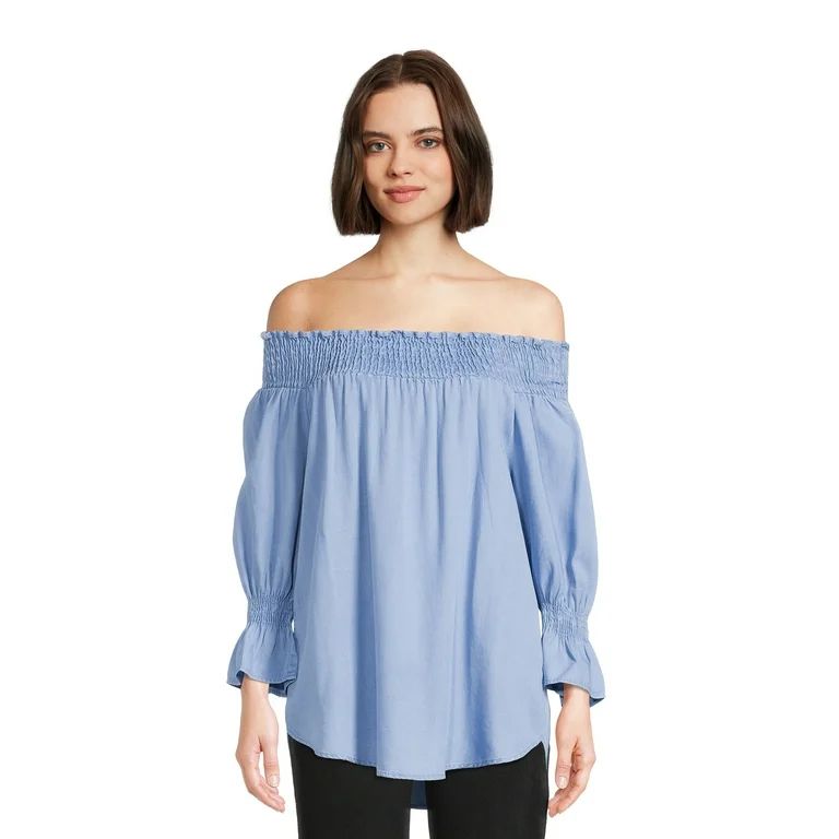 The Pioneer Woman Off The Shoulder 3/4 Sleeve Blouse, Women's | Walmart (US)