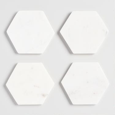 White Marble Hexagon Coasters Set of 4 | World Market