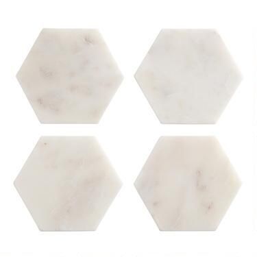 White Marble Hexagon Coasters Set of 4 | World Market