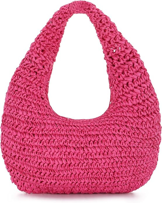 GOKTOW Women Hand Carry Only Straw Bag, Crescent Summer Beach Purse, Soft Faux Straw Tote 2025 | Amazon (US)