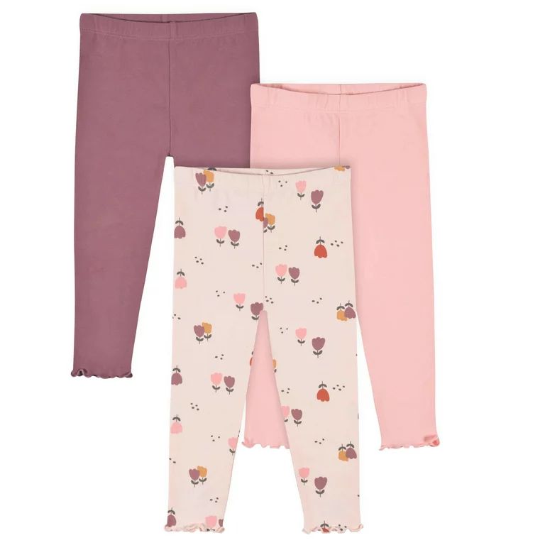 3-Pack Infant & Toddler Girls Burgundy Floral Leggings | Walmart (US)