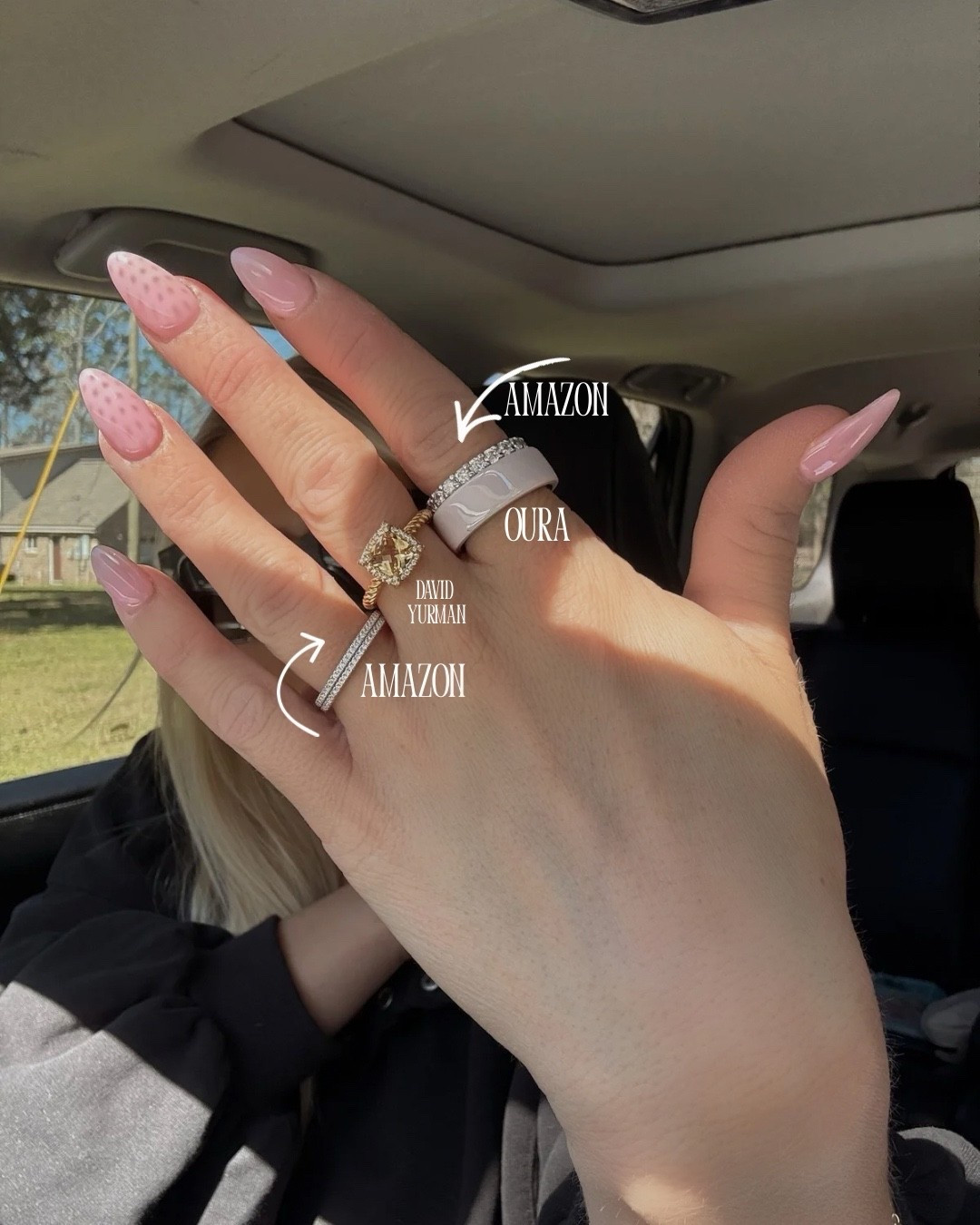 Okay the Amazon rings are SO good!! & I will say the Oura ring is worth the purchase 🤍✨ the David Yurman was a gift. I normally wouldn’t splurge #rings #amazonjewelry 