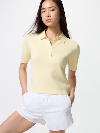 Women's Polo Short Sleeve Sweater Yellow XL UNIQLO US | UNIQLO (US)