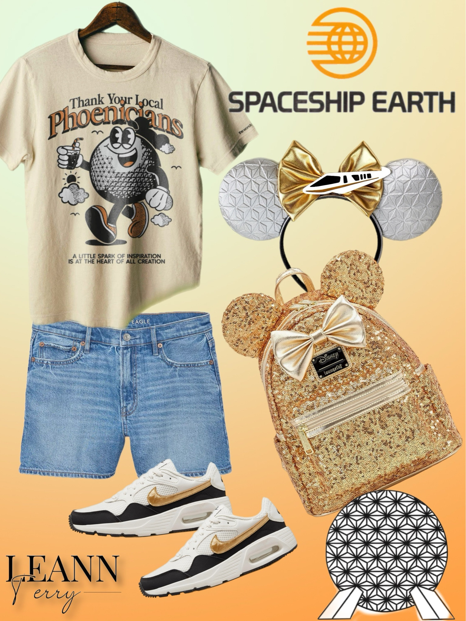 Stepping into the future with my Spaceship Earth inspired outfit! 🌐✨ #EpcotFashion #SpaceshipEarthStyle #DisneyBounding #FutureWorld