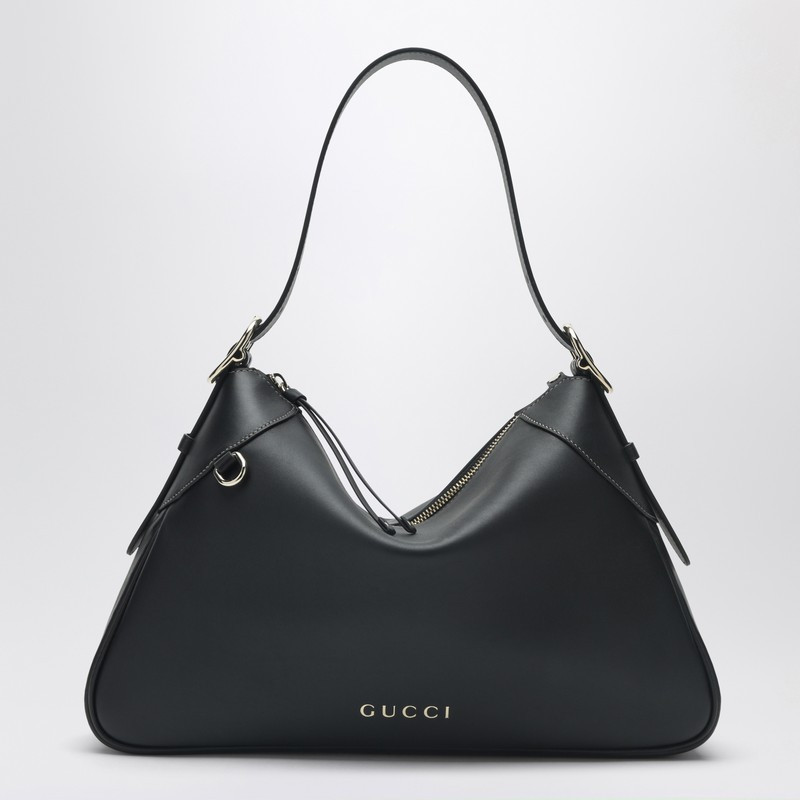 GG Emblem large black shoulder bag | The Double F