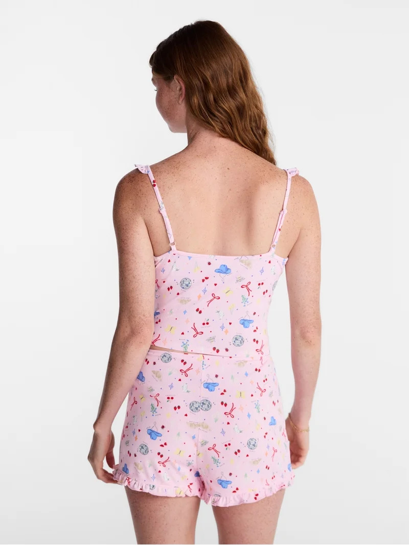 No Boundaries Ruffle Tank Top and Shorts Sleep Set, 2-Piece, Women's XS-XXL | Walmart (US)