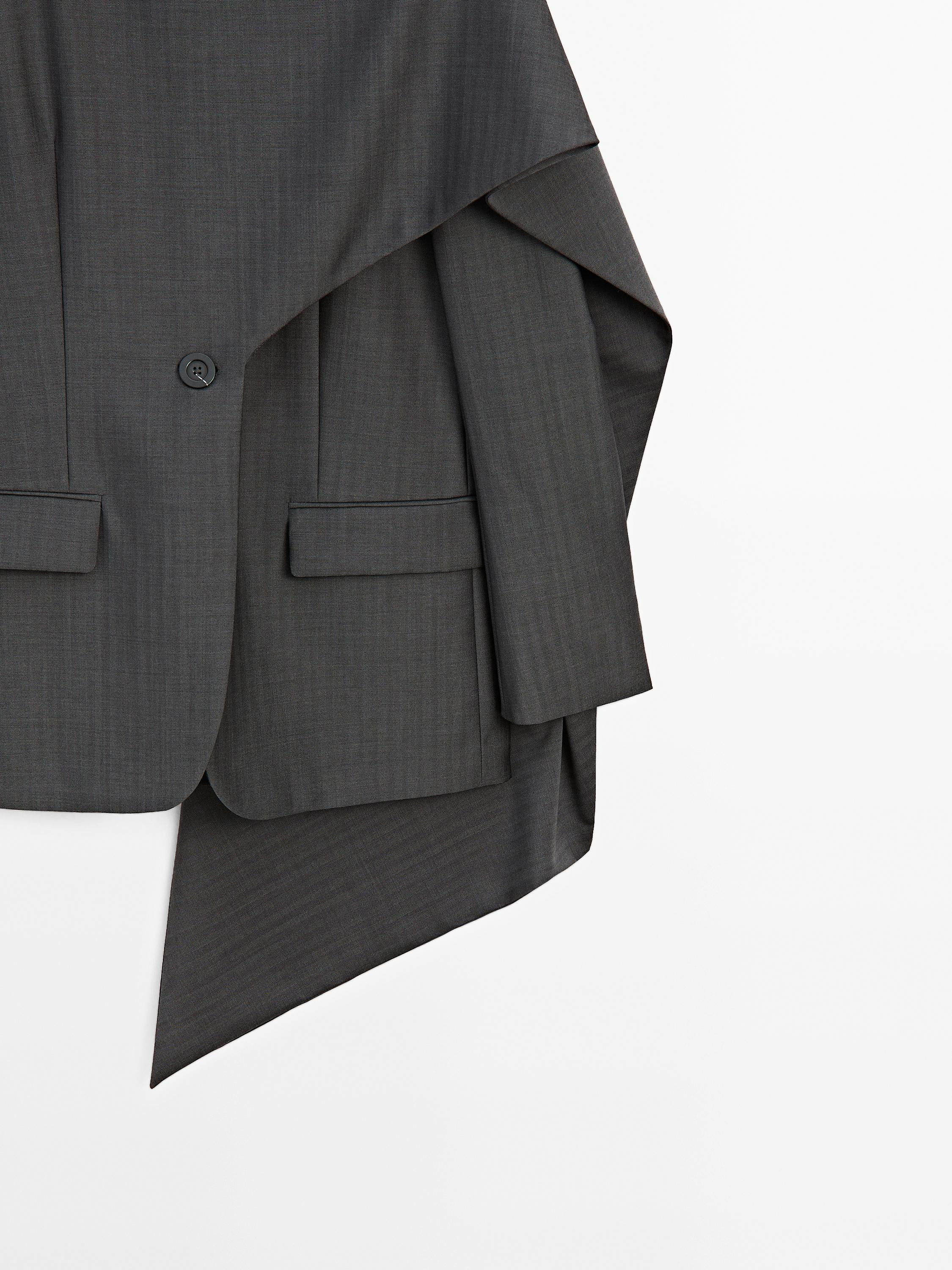 100% wool blazer with scarf detail - STUDIO | Massimo Dutti UK