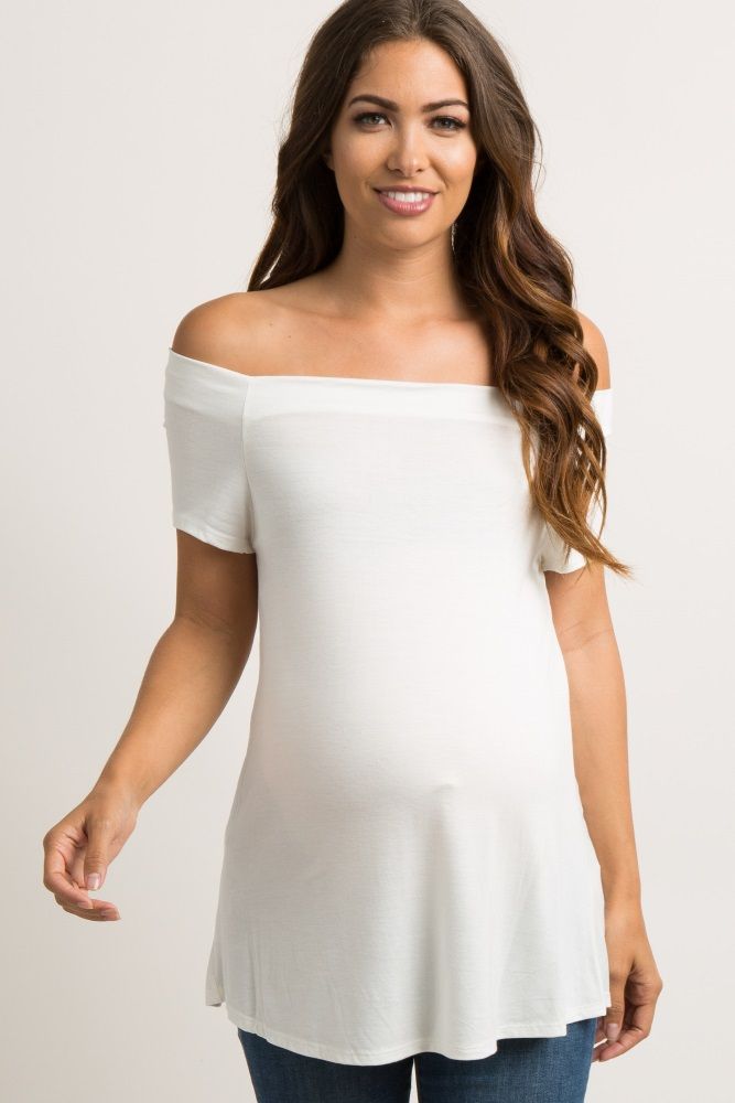 White Off Shoulder Short Sleeve Maternity Top | PinkBlush Maternity