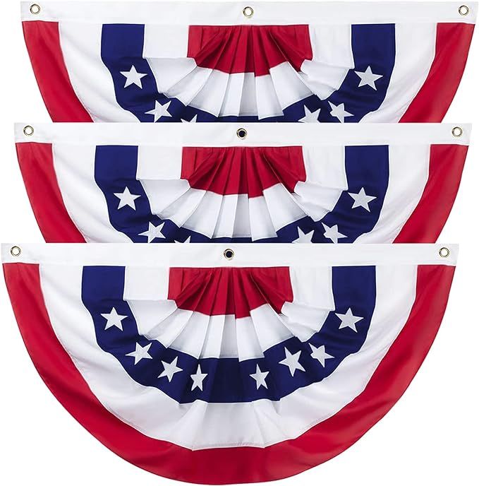 2 x 4 Ft American Pleated Fan Flag, USA Patriotic Half Fan Bunting Flag, Decoration Flags (red-3p... | Amazon (US)