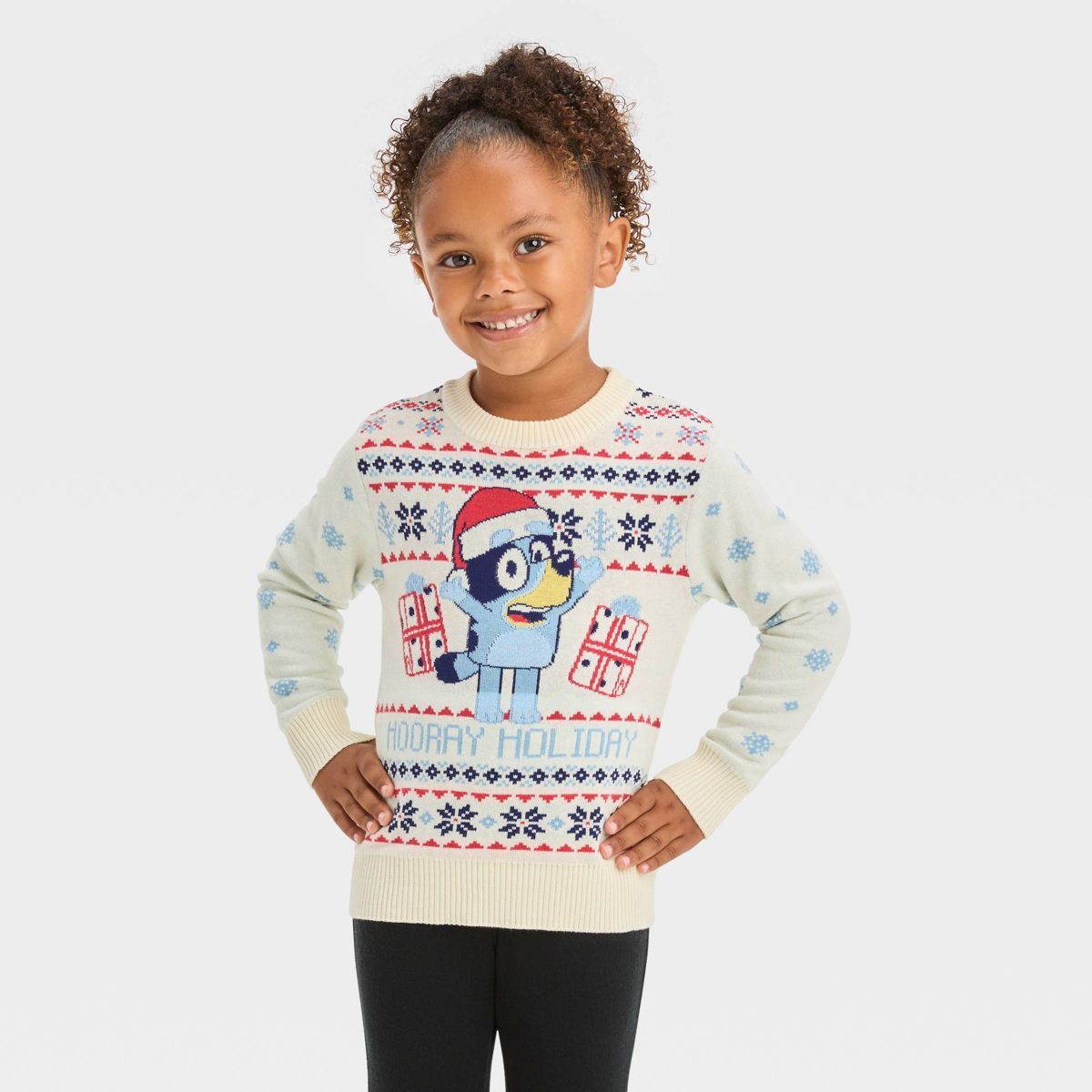 Toddler Girls' Bluey Holiday Pullover Sweater - Off-White | Target