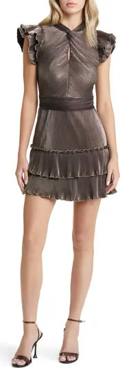 Izel Metallic Ruffle Minidress | Nordstrom