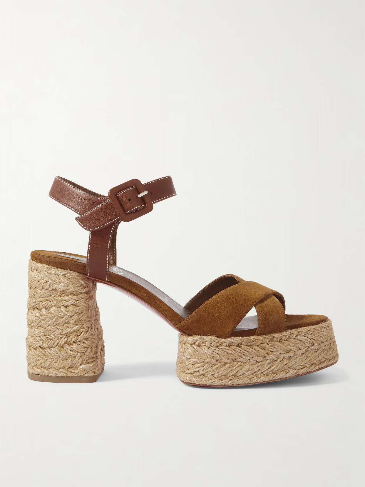 Christian Louboutin - Calakala 70 Leather And Suede Espadrille Platform Sandals - Brown | NET-A-PORTER (US)