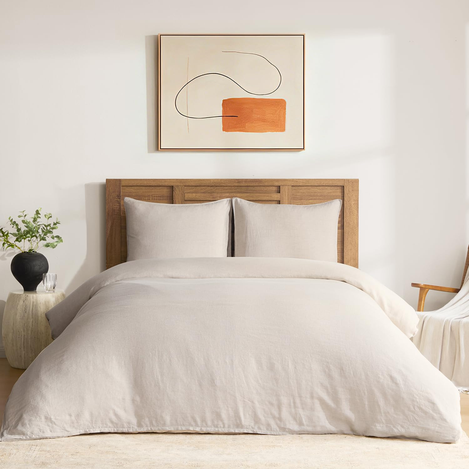 DAPU 100% French Linen Duvet Cover 3Pcs Set, 170GSM Linen Bedding, Queen | Amazon (US)