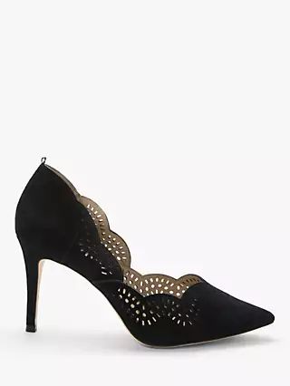 Boden Esme Suede Court Shoes, Black | John Lewis UK