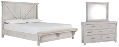 Brashland King Panel Bed with Mirrored Dresser | Ashley | Ashley