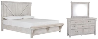 Brashland King Panel Bed with Mirrored Dresser | Ashley | Ashley Homestore