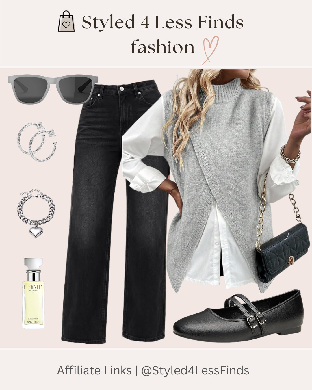 Classic, effortless & so easy to recreate! 

This outfit is proof that a few timeless pieces can make the perfect elevated everyday look. 🤍 The grey sweater vest layered over a crisp white button-down keeps it polished, while black straight-leg jeans and Mary Jane flats add that classic, chic touch.

Style Tip: Try layering a sweater vest over a button-down and keep the rest of the outfit neutral. Add a statement bag + simple jewelry for an instantly pulled-together look. 🖤 

 #LTKfall #LTKjeans #LTKover50style