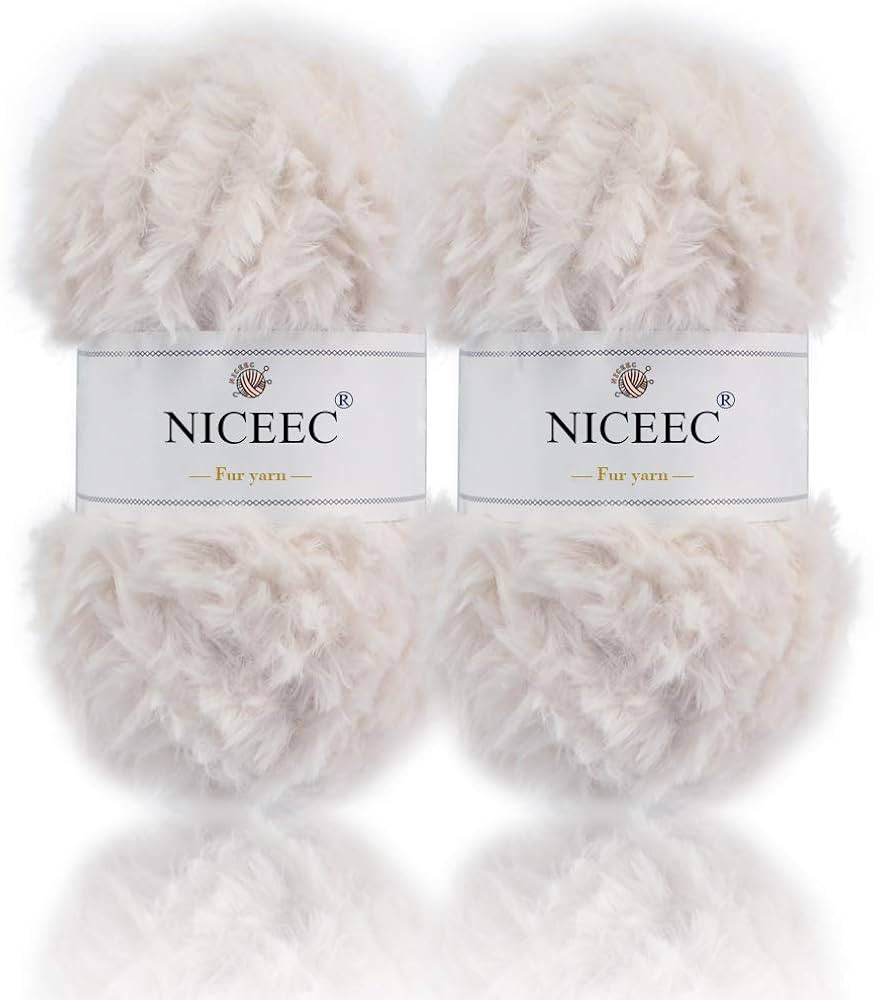 NICEEC 2 Skeins Super Soft Fur Yarn Chunky Fluffy Faux Fur Yarn Eyelash Yarn for Crochet Knit -To... | Amazon (US)