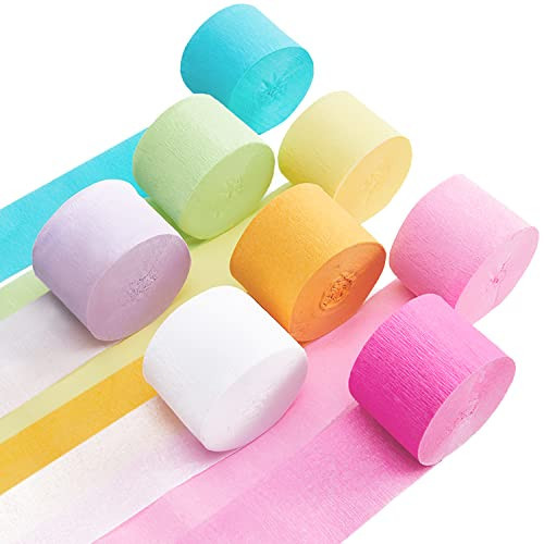 Pastel Birthday Party Decorations Pastel Crepe Paper Streamers 8 Rolls Pastel Color Party Streamers for Birthday Party Wedding Decorations | Amazon (US)