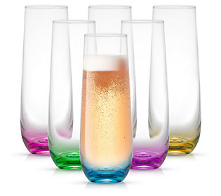 JoyJolt Set of (6) 9.4-oz Stemless Champagne Fl ute Glasses | QVC