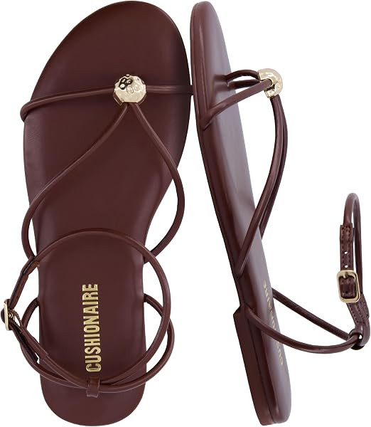 CUSHIONAIRE Tory Strappy Flat Sandals for Women, Toe Ring Sandals with Adjustable Buckle Ankle St... | Amazon (US)