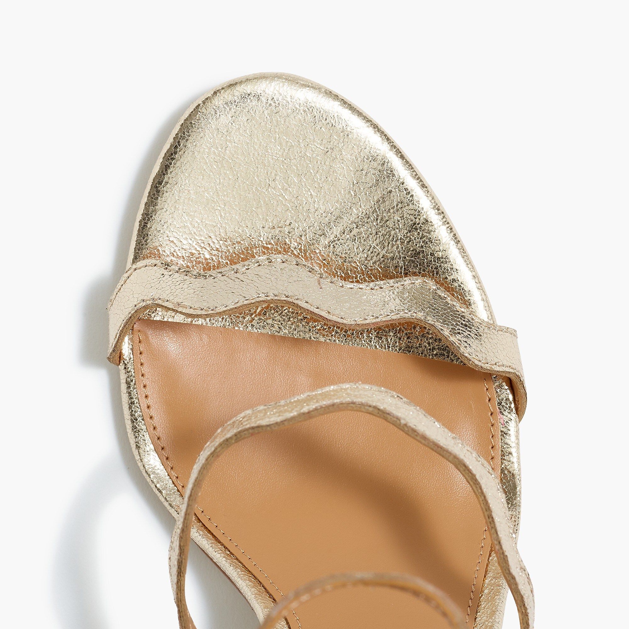 Metallic crackle three-strap scalloped heels | J.Crew Factory