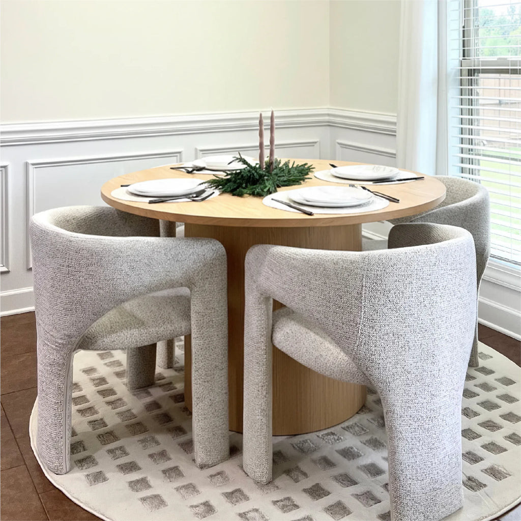 Khloe Modern Chenille Dining Chair with Arms (Set of 4) | Pop Maison