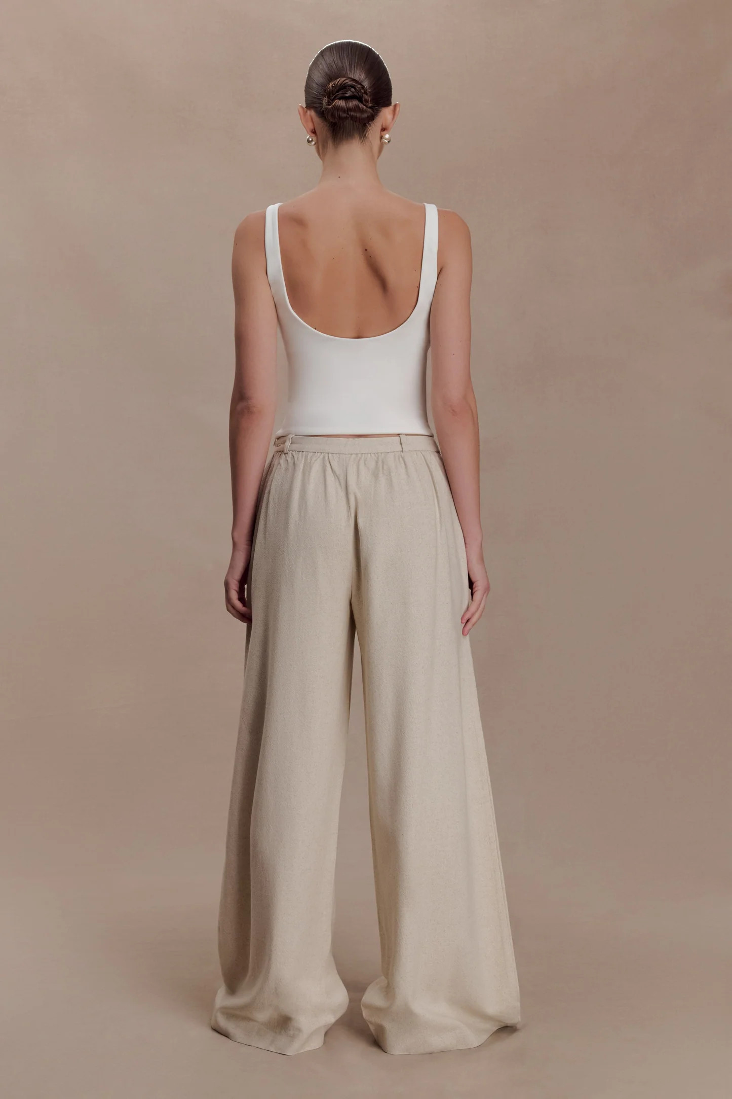 Gabby Straight Leg Linen Pants - Natural | Meshki UK
