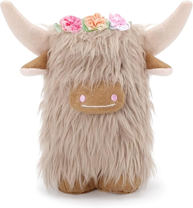 Upltowtme Highland Cow Gnomes with Flowers Cream Scottish Tomte Decor Table Centerpieces Farmhous... | Amazon (US)