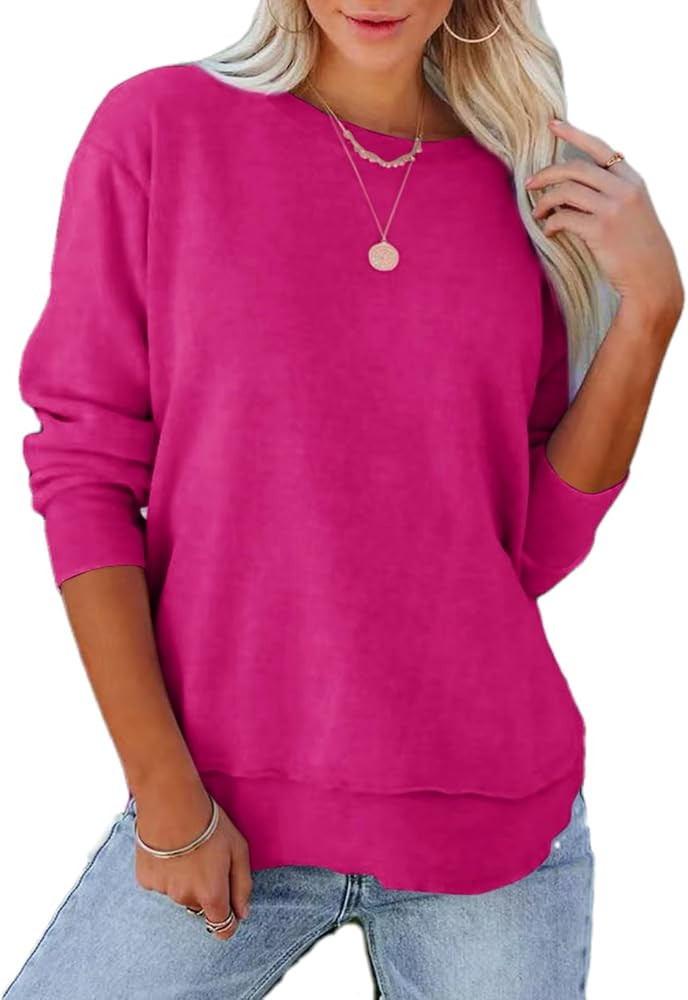 Women's Casual Long Sleeve Crewneck Sweatshirt Loose Flowy Lightweight Pullover Sweatshirts Tops | Amazon (US)