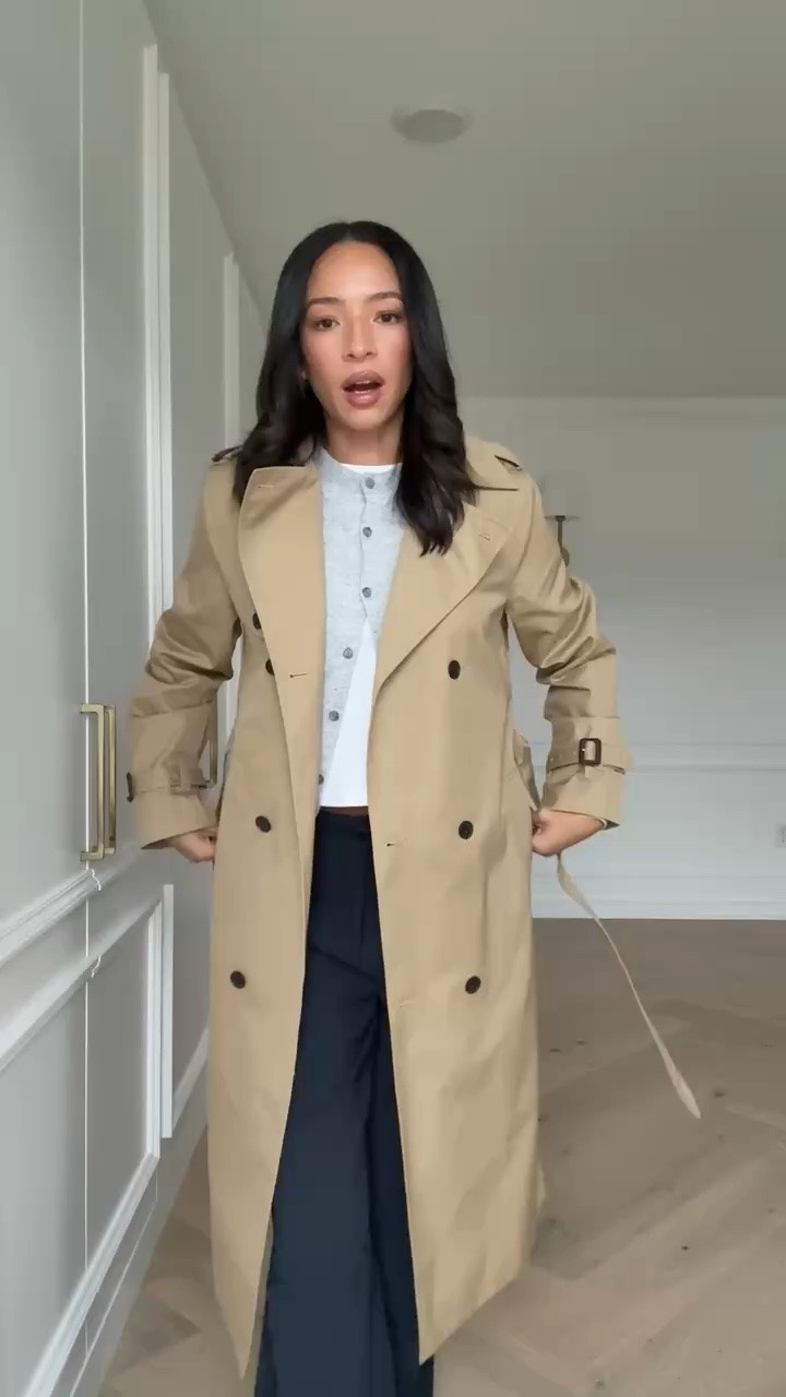 My favorite closet staples for fall! The best trousers for work and the weekend. They're super comfortable, don't wrinkle and are stain resistant. Wearing size S white tee (size up 1-2 sizes for an oversized look), size S cardigan, size M lodge pants (when pregnant but I usually wear size S), size S trench coat 

fall outfit, fall style, fall fashion, errands outfit, casual outfit, casual pants, pull-on pants, travel outfit, airport outfit

#LTKSeasonal #LTKTravel