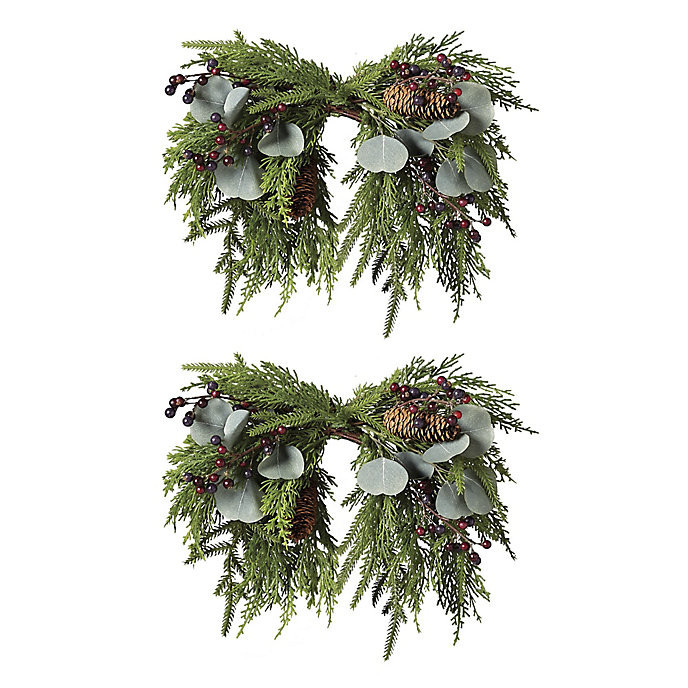 Peony And Pine Cone Sconce Swags, Set Of Two | Frontgate