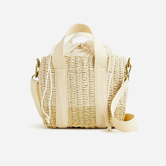 Small Montauk tote in straw with crossbody strap | J. Crew US
