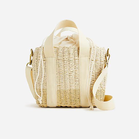 Small Montauk tote in straw with crossbody strap | J.Crew US