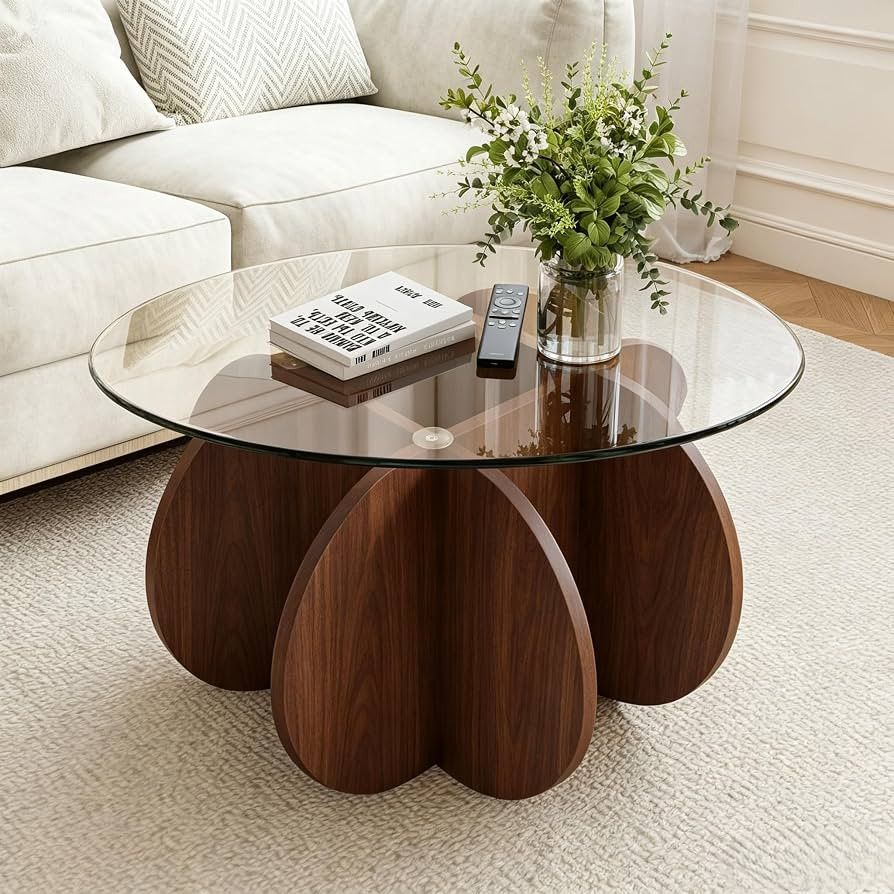 Pumpkin-Shaped Coffee Table with MDF Frame & Amber Tempered Glass Top | Amazon (US)
