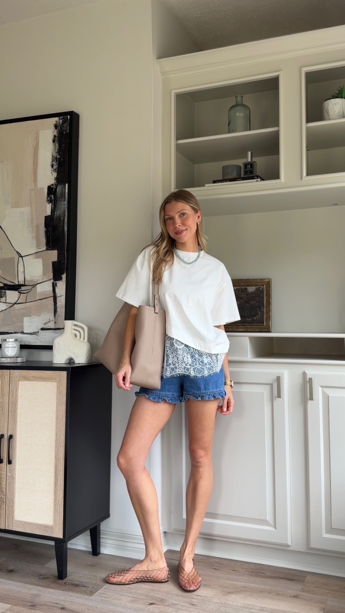 Summer capsule outfit | S in tee + 2 in ruffle shorts  

 #LTKootd #LTKmomlife