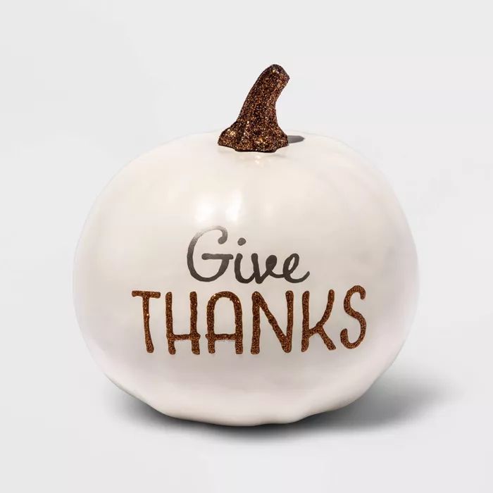 Small "Give Thanks" White Decorative Harvest Pumpkin - Spritz™ | Target