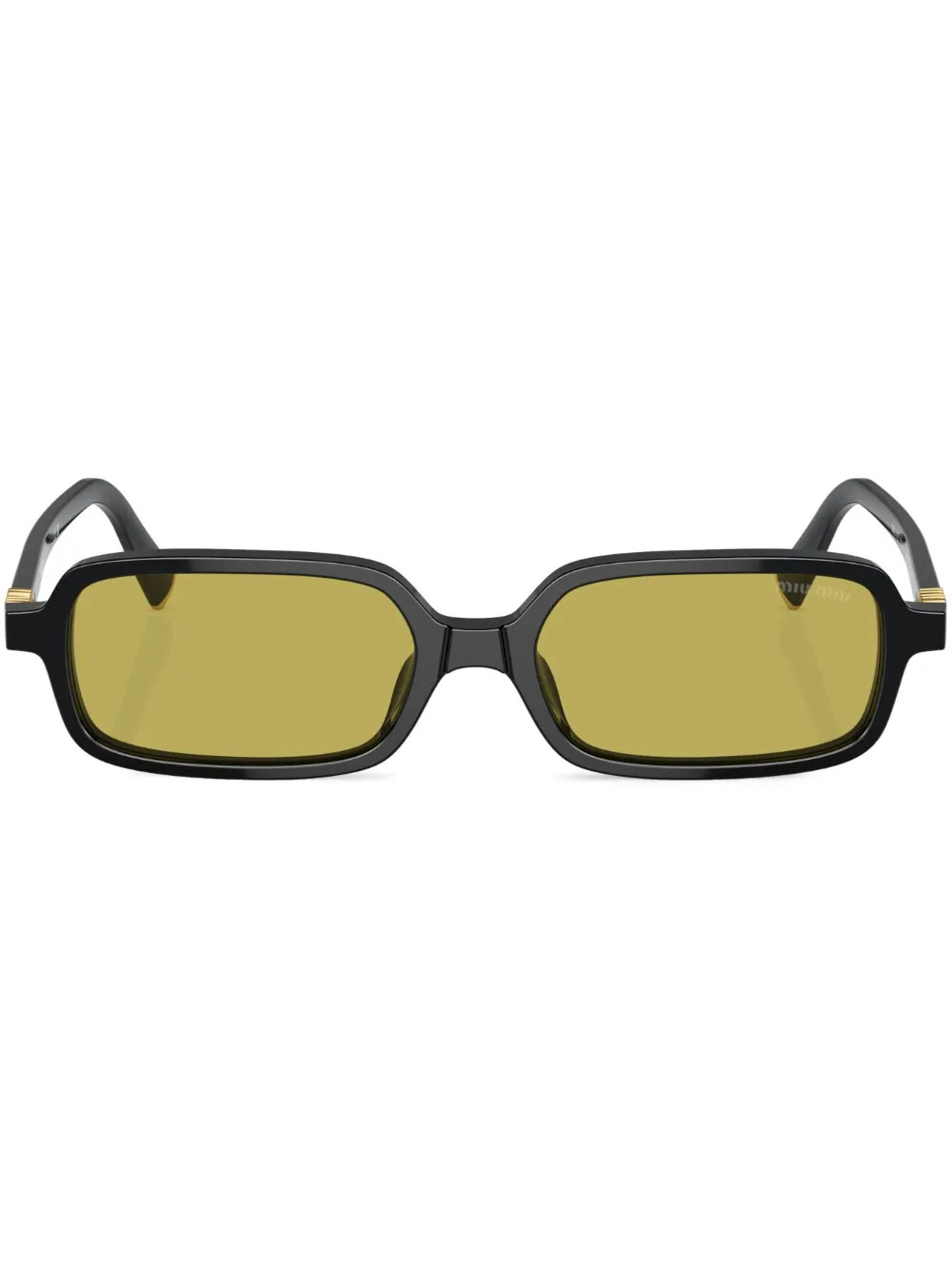 Miu Miu Eyewear logo-lettering rectangle-frame Sunglasses | Black | FARFETCH AU | Farfetch Global