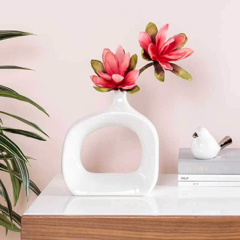 Orlando 11" Open Wide Indoor / Outdoor Ceramic Table Vase | Wayfair Professional