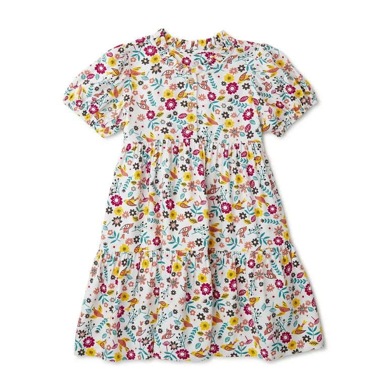 Wonder Nation Baby and Toddler Girls Short Sleeve Woven Dress, Sizes 12M - 5T | Walmart (US)
