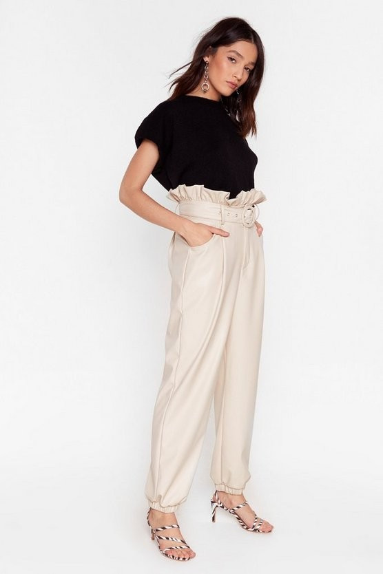 Faux Leather-lasting Love Paperbag Belted Pants | NastyGal (US & CA)