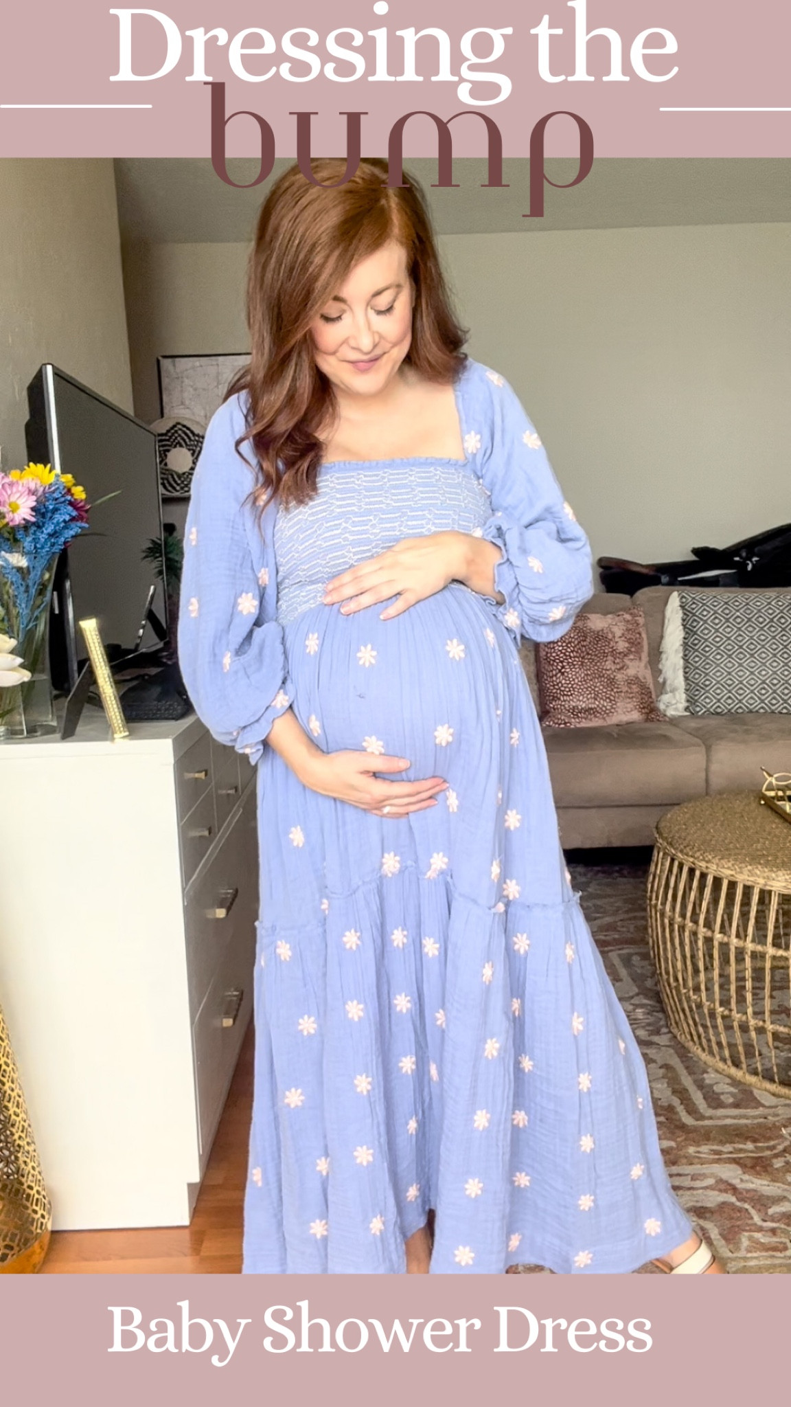 knee length dresses for ladies Pink Floral Strapless Ruffle Front Maternity Maxi Dress  PinkBlush