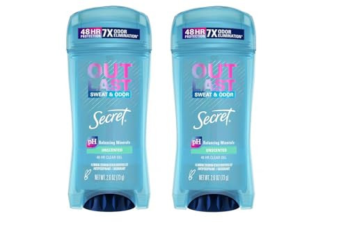 Secret Outlast Outlast XTEND Clear Gel Antiperspirant & Deodorant, Unscented, 2.6 Oz (2 Pack) | Amazon (US)
