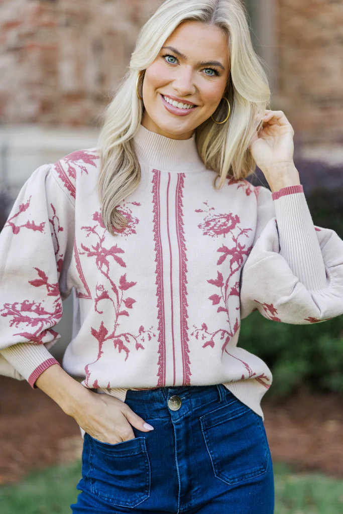 The Slow Mornings Mauve Floral Sweater | The Mint Julep Boutique