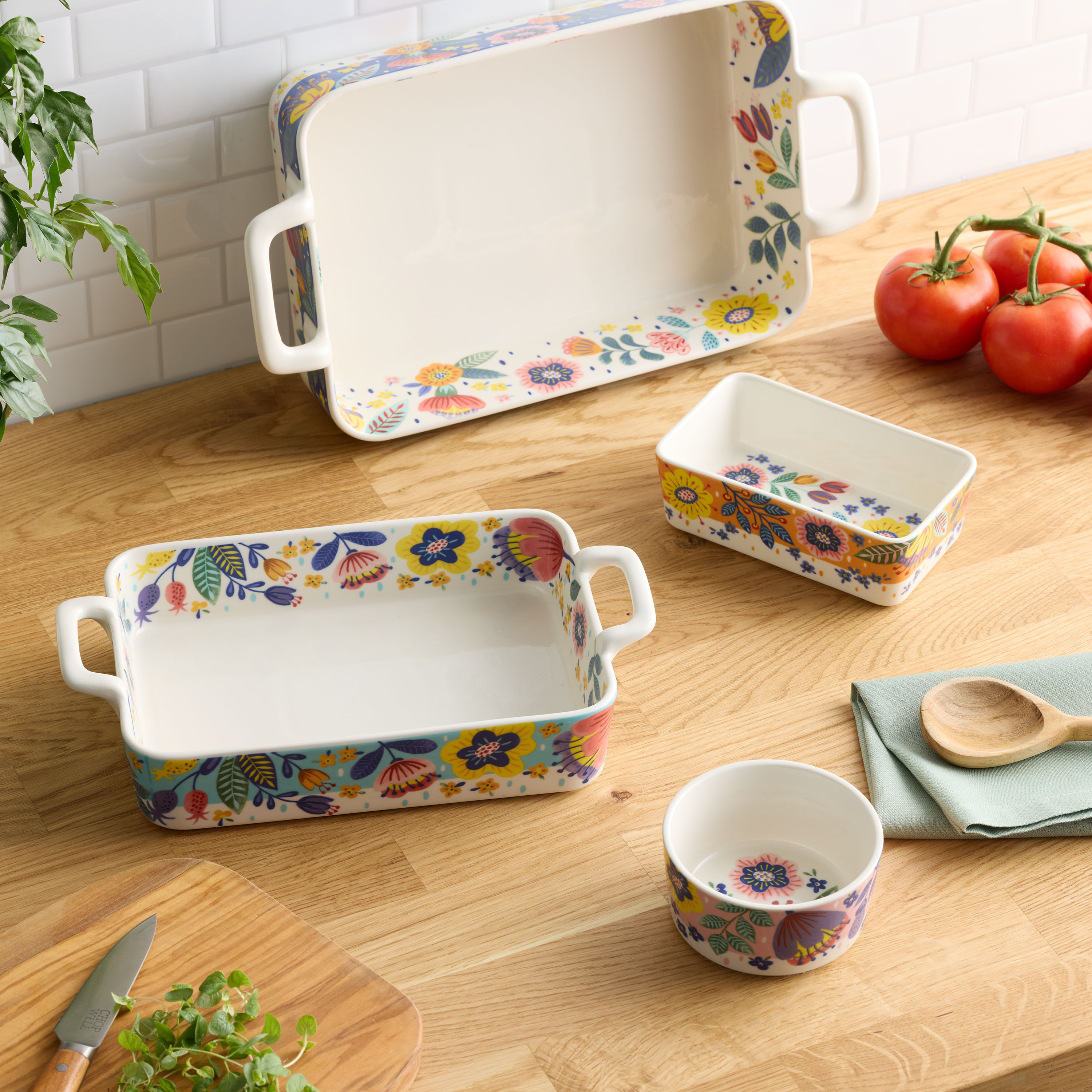 Multicolor Ceramic Floral Bakeware Collection | World Market
