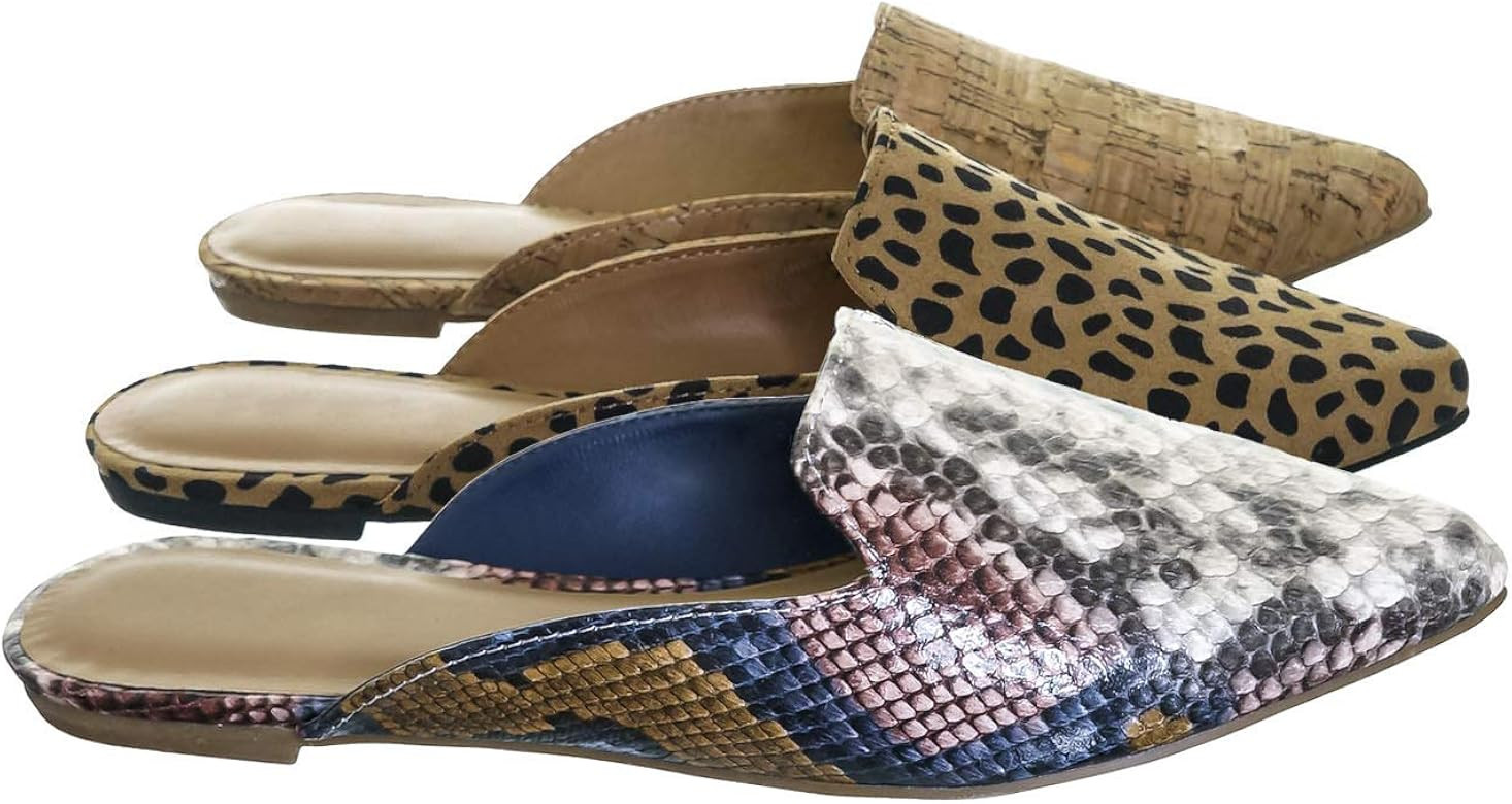 Aquapillar Slip On Mule Slippers - Women Flat Backless Pointed Toe Pump | Amazon (US)