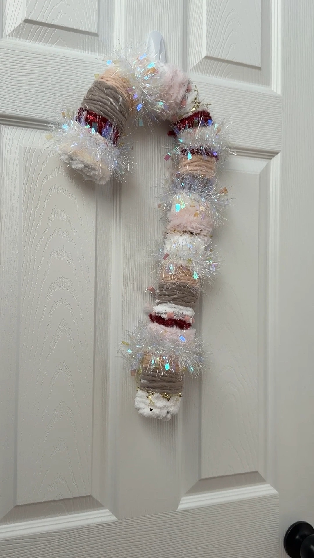 DIY Candy Cane Wreath! I just used yarn I already had on a form from hobby lobby! 🩷

#LTKHoliday #LTKSeasonal #LTKWatchNow