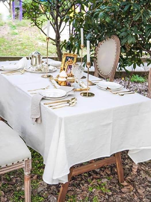 Off White Tablecloth, 100% Cotton Fabric Table Cloth for Festival Picnic Wedding Party and DIY Dy... | Amazon (US)