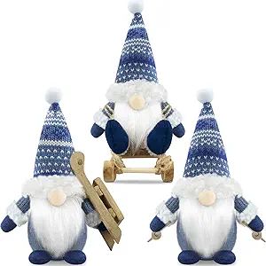 Gehydy Christmas Gnomes Decorations Set of 3 Mini Gnome Plush with Sled Handmade Scandinavian Tom... | Amazon (US)